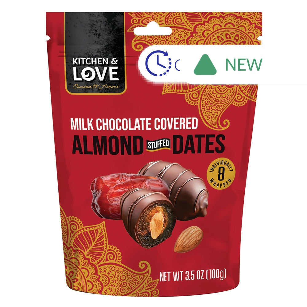Wholesale Kitchen & Love Milk Chocolate Almond Stuffed Dates 3.5 Oz Bag- Bulk