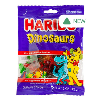 Wholesale Haribo Dinosaurs Gummi Candy 5 Oz Peg Bag- Bulk