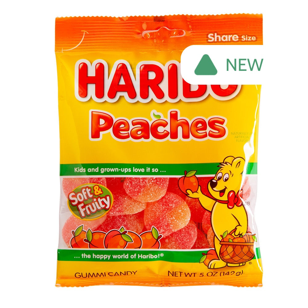 Wholesale Haribo Peaches Gummi Candy 5 Oz Peg Bag- Bulk