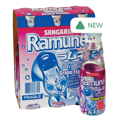Wholesale Sangaria Ramune Grape Soda 6 Pk 6.76 Oz Bottles- Bulk