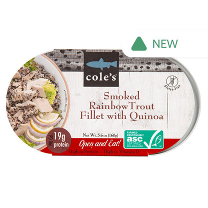 Wholesale Cole’S Rainbow Trout Smoked Fillet With Quinoa 5.6 Oz Tin- Bulk