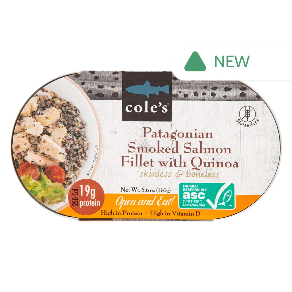Wholesale Cole’S Patagonian Salmon Smoked Fillet With Quinoa 5.6 Oz Tin- Bulk