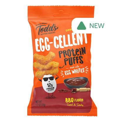 Wholesale Todd’S Egg-Cellent Protein Puffs Sweet & Smoky Bbq 1.2 Oz Bag- Bulk