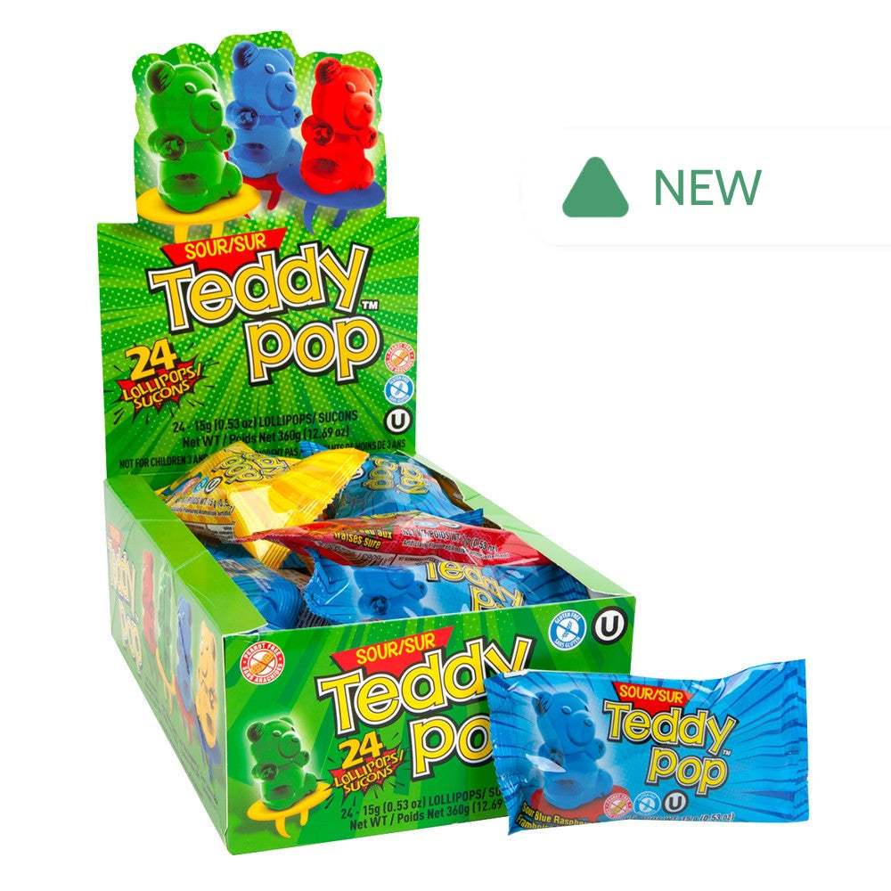 Wholesale Teddy Pop Sour Lollipop Ring 0.53 Oz- Bulk