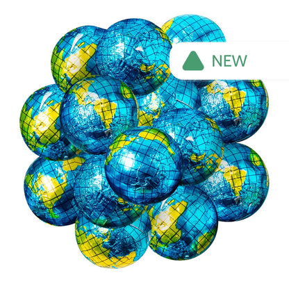 Wholesale Foiled Milk Chocolate World Globe Balls- Bulk