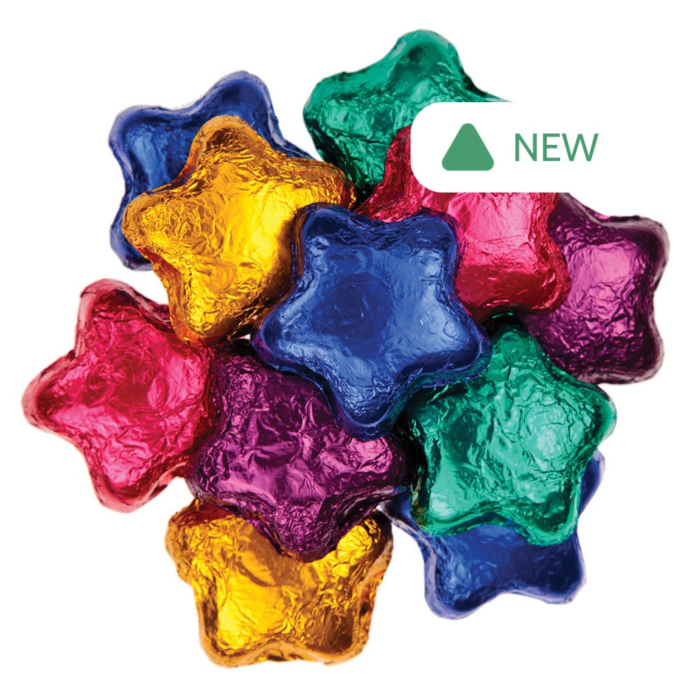 Wholesale Madelaine Dark Chocolate Assorted Foil Stars- Bulk