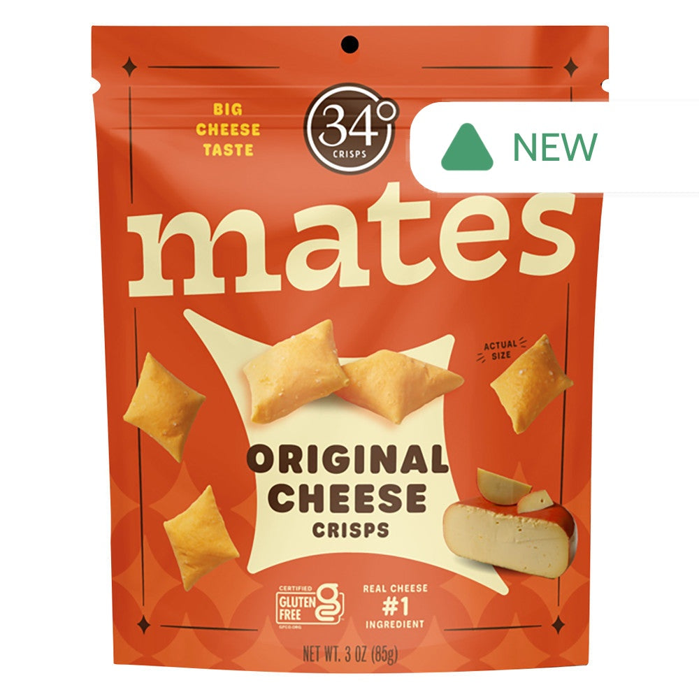 Wholesale 34 Degrees Mates Original Cheese Crisps 3 Oz Pouch- Bulk