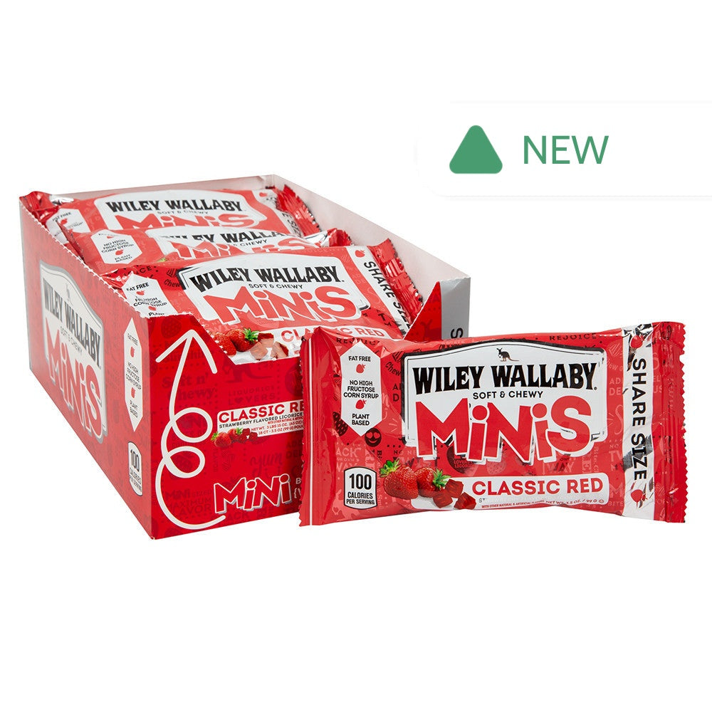 Wholesale Wiley Wallaby Strawberry Classic Red Mini Licorice Bites 3.5 Oz Bag- Bulk