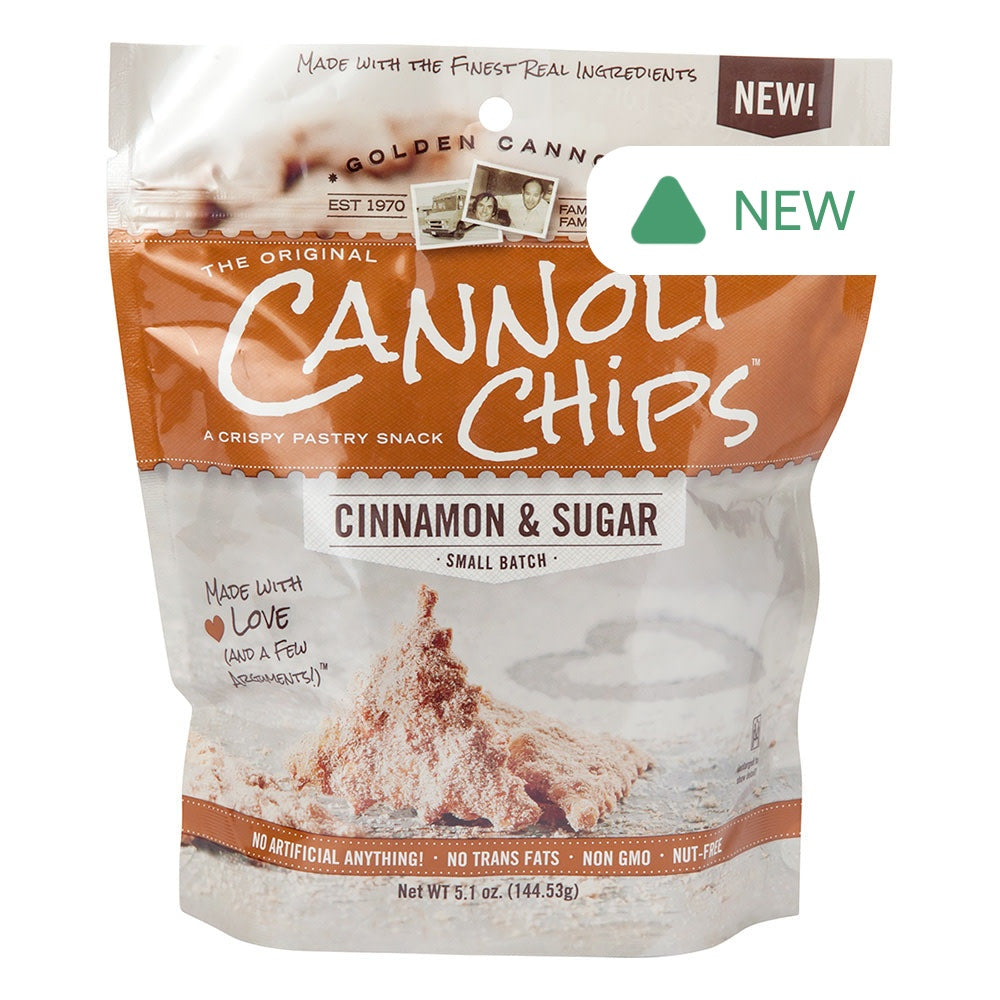 Wholesale Golden Cannoli Cinnamon And Sugar Cannoli Chips 5.1 Oz Pouch- Bulk