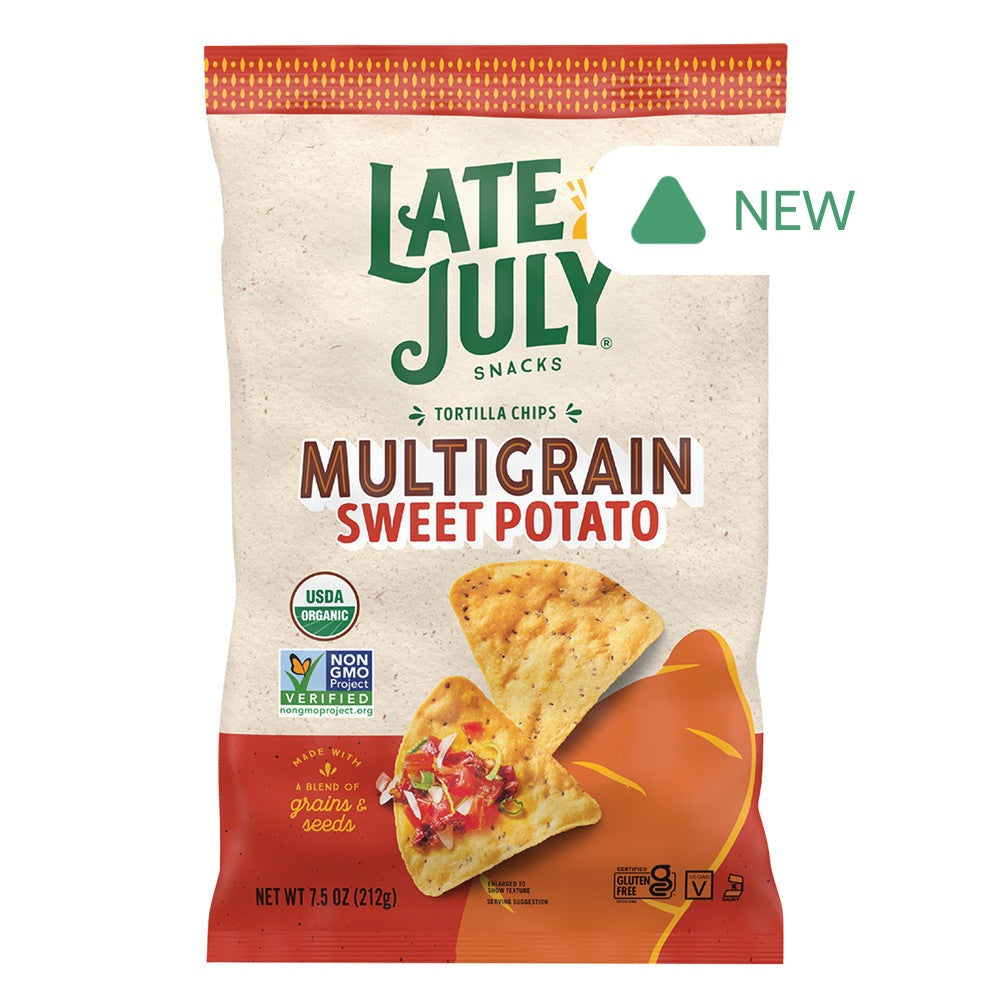 Wholesale Late July Multigrain Sweet Potato Tortilla Chips 7.5 Oz Bag- Bulk