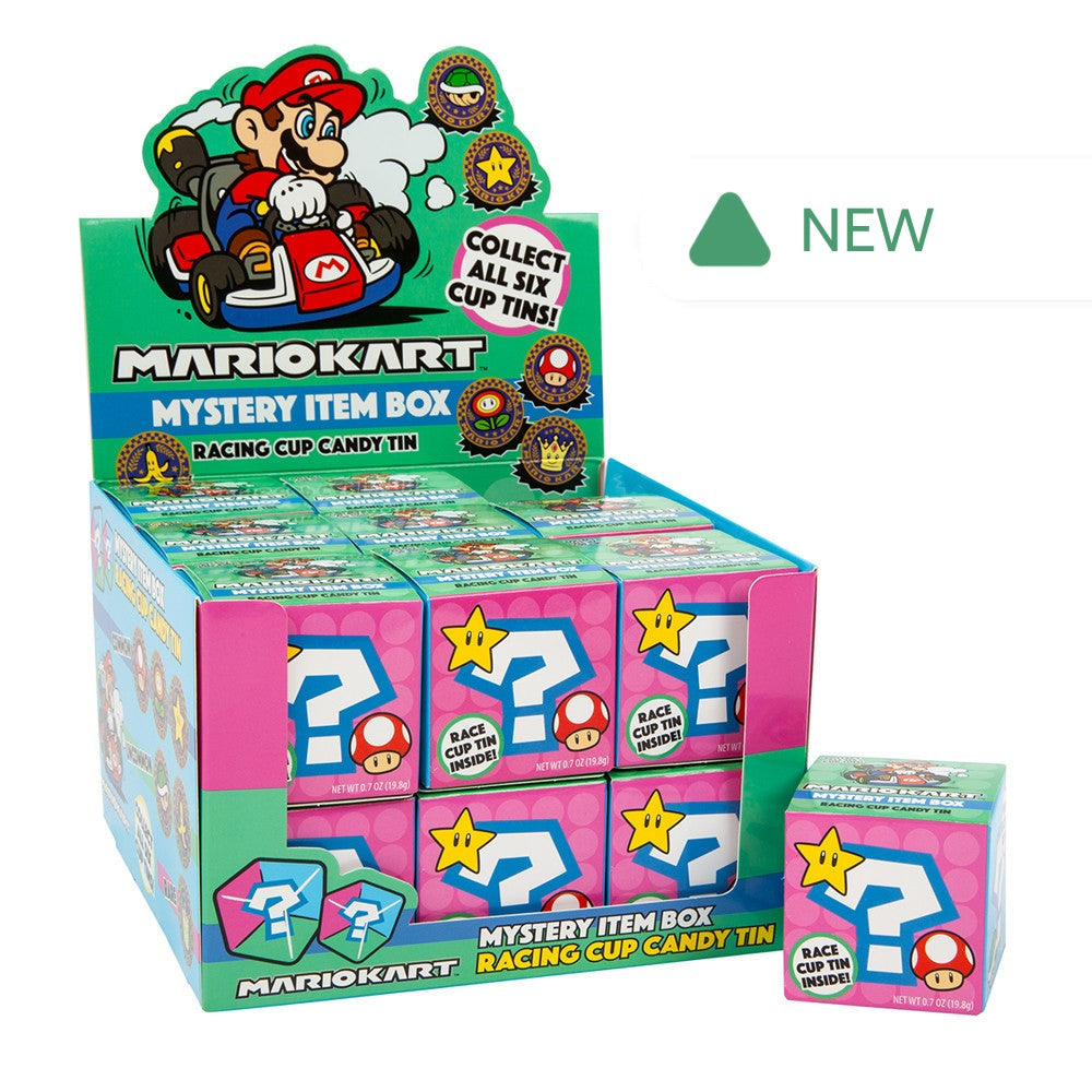Wholesale Nintendo Mario Kart Mystery Item Racing Cup Candy Tin 0.7 Oz Box- Bulk