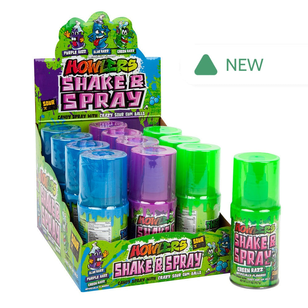 Wholesale Howlers Sour Shake & Spray Candy Spray With Gum Balls 2.77 Oz Can- Bulk