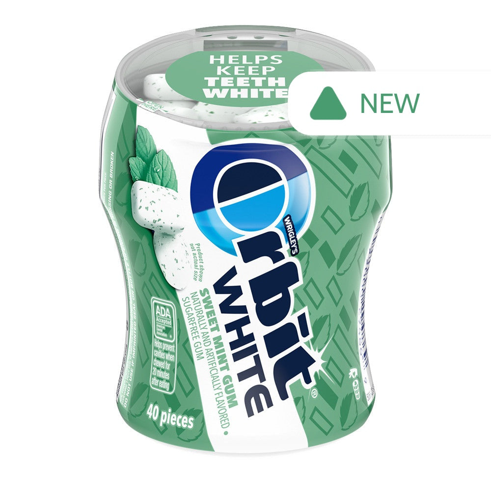 Wholesale Orbit White Sweet Mint Sugar Free Gum 40 Piece Bottle- Bulk