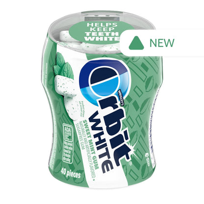 Wholesale Orbit White Sweet Mint Sugar Free Gum 40 Piece Bottle- Bulk