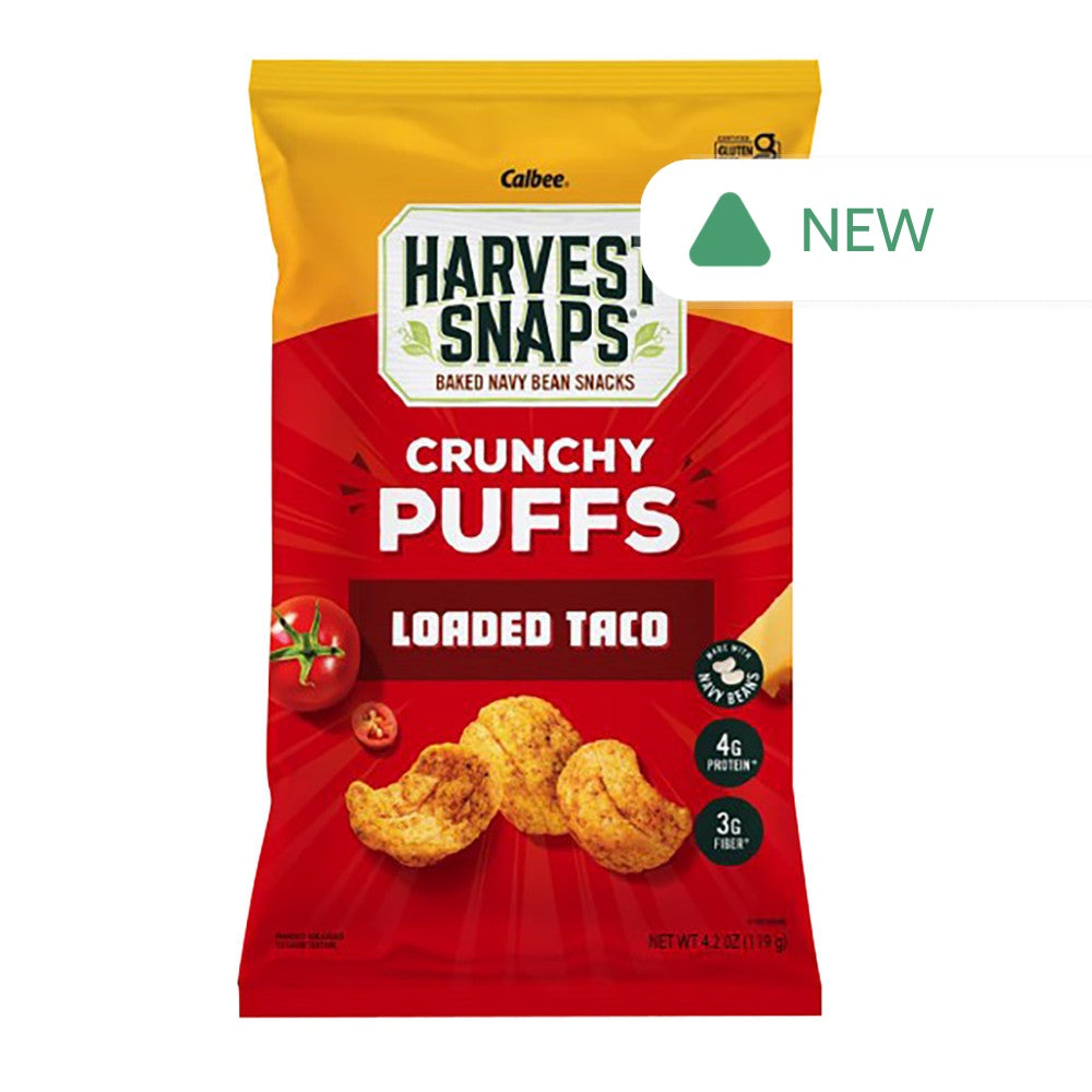 Wholesale Calbee Harvest Snaps Loaded Taco Crunchy Puffs 4.2 Oz Bag- Bulk
