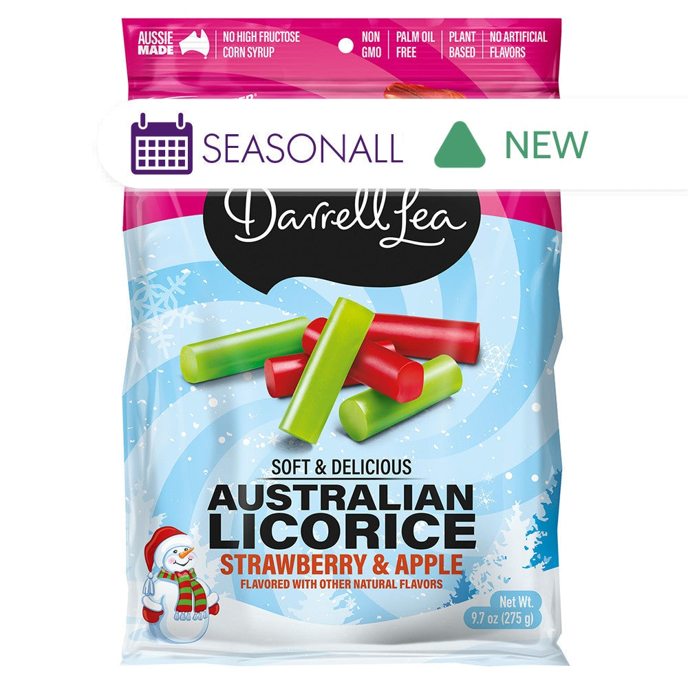 Wholesale Darrell Lea Christmas Strawberry Apple Australian Licorice 9.7 Oz Bag- Bulk