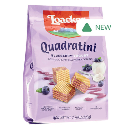 Wholesale Loacker Quadratini Blueberry Yogurt 7.76 Oz Bag- Bulk