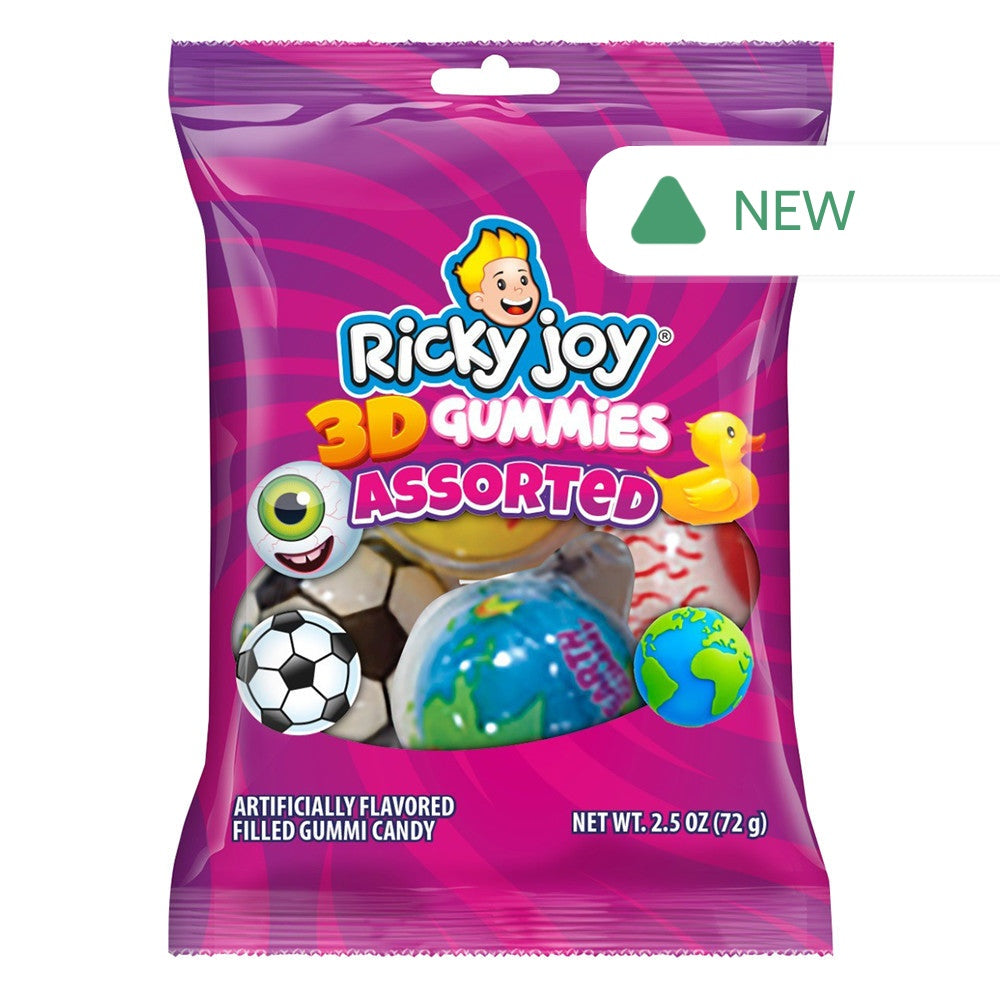 Wholesale Ricky Joy Assorted 3D Gummies 2.5 Oz Peg Bag- Bulk