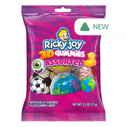 Wholesale Ricky Joy Assorted 3D Gummies 2.5 Oz Peg Bag- Bulk