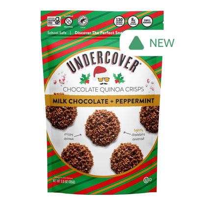 Wholesale Undercover Milk Chocolate Peppermint Quinoa Crisps 3 Oz Pouch- Bulk