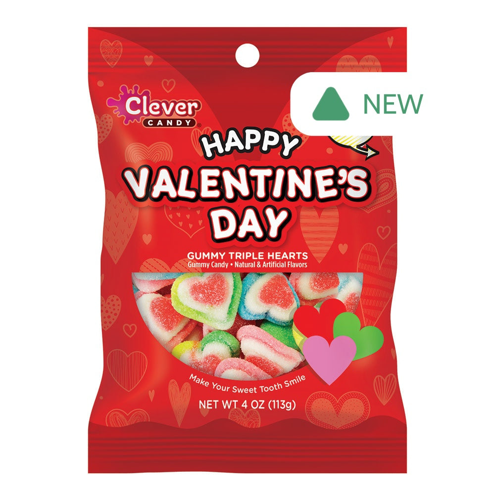 Wholesale Müttenberg Candy Happy Valentines Day Gummy Hearts 4 Oz Peg Bag- Bulk