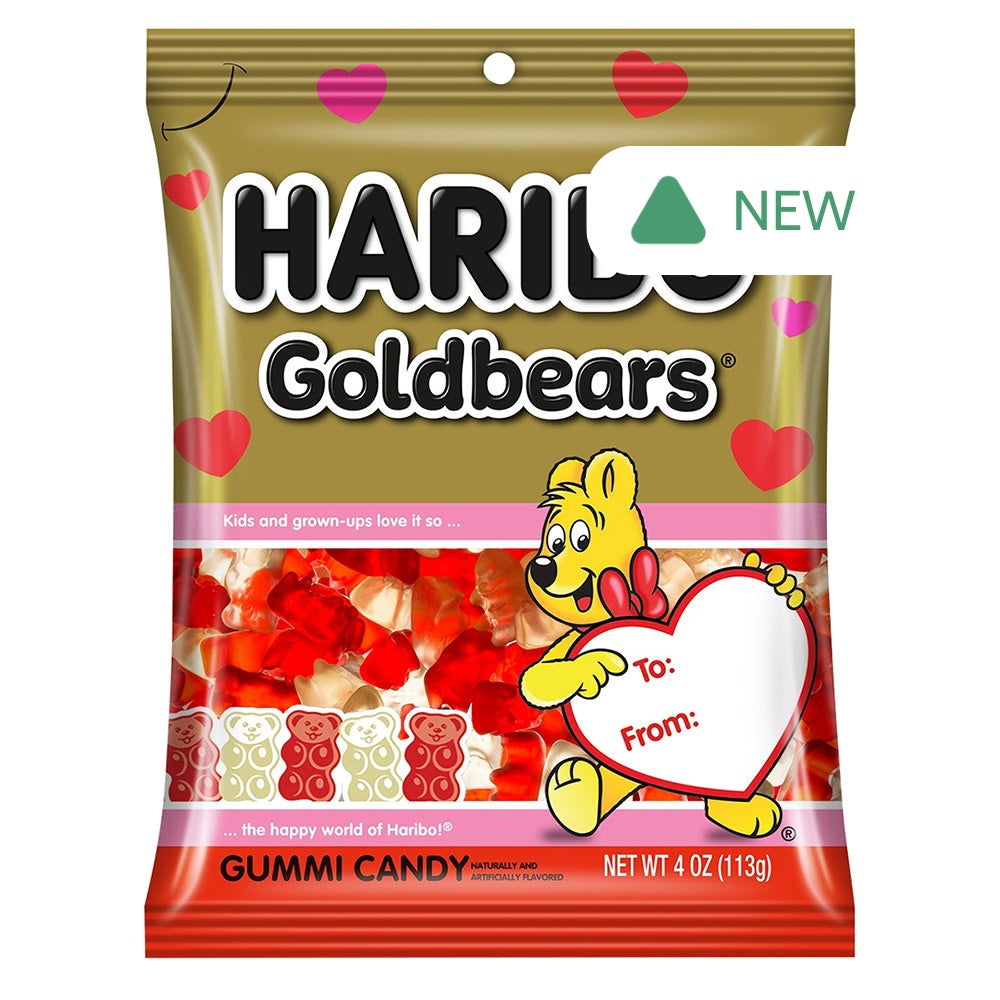 Wholesale Haribo Valentine Goldbears Gummi Candy 4 Oz Peg Bag- Bulk