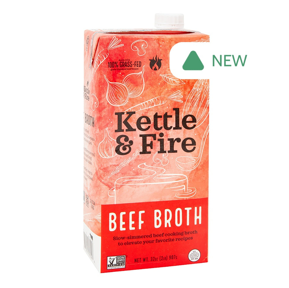 Wholesale Kettle & Fire Beef Cooking Broth 32 Oz Carton- Bulk