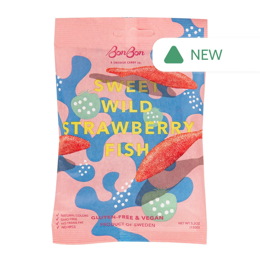 Wholesale Bonbon Sweet Wild Strawberry Fish 5.2 Oz Peg Bag- Bulk