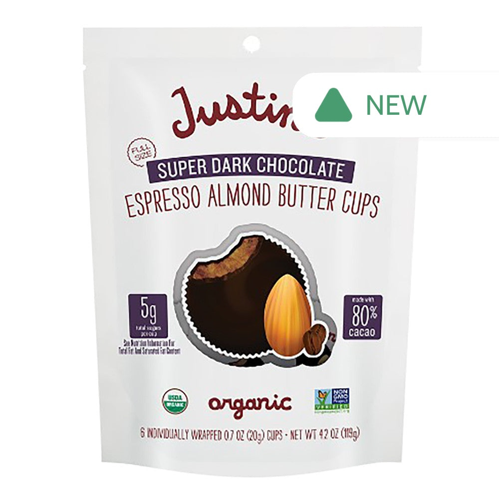 Wholesale Justin'S Super Dark Chocolate Espresso Almond Butter Cups 4.2 Oz Pouch- Bulk