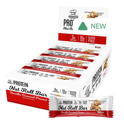 Wholesale Genius Gourmet Vanilla Caramel Peanut Protein Nut Roll Bar 1.8 Oz- Bulk