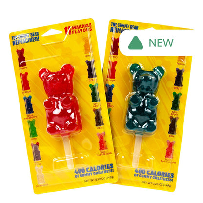 Wholesale Cherry & Blue Raspberry Giant Gummy Bear On Stick 5.5 Oz Blister Pack- Bulk