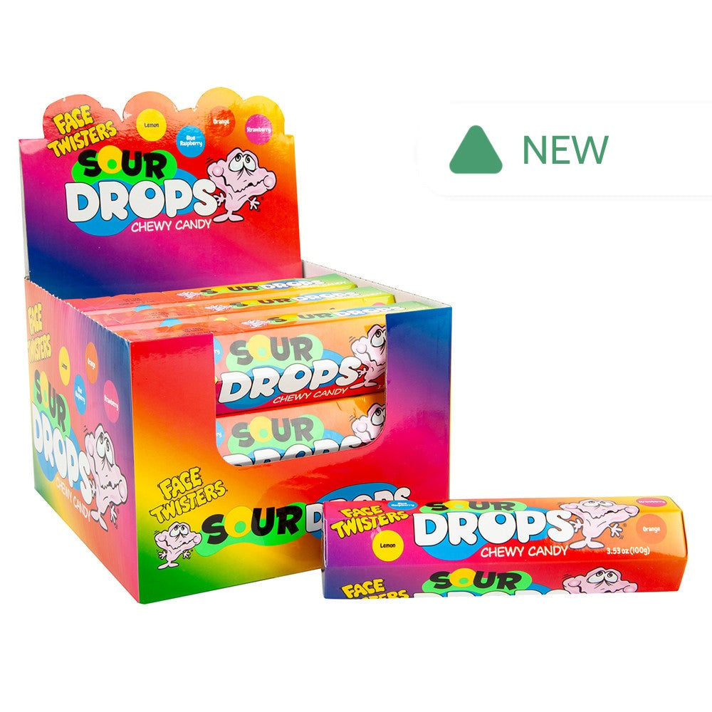 Wholesale Face Twisters Chewy Sour Drops 3.53 Oz- Bulk