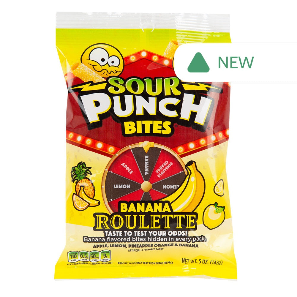 Wholesale Sour Punch Banana Roulette Bites 5 Oz Peg Bag- Bulk