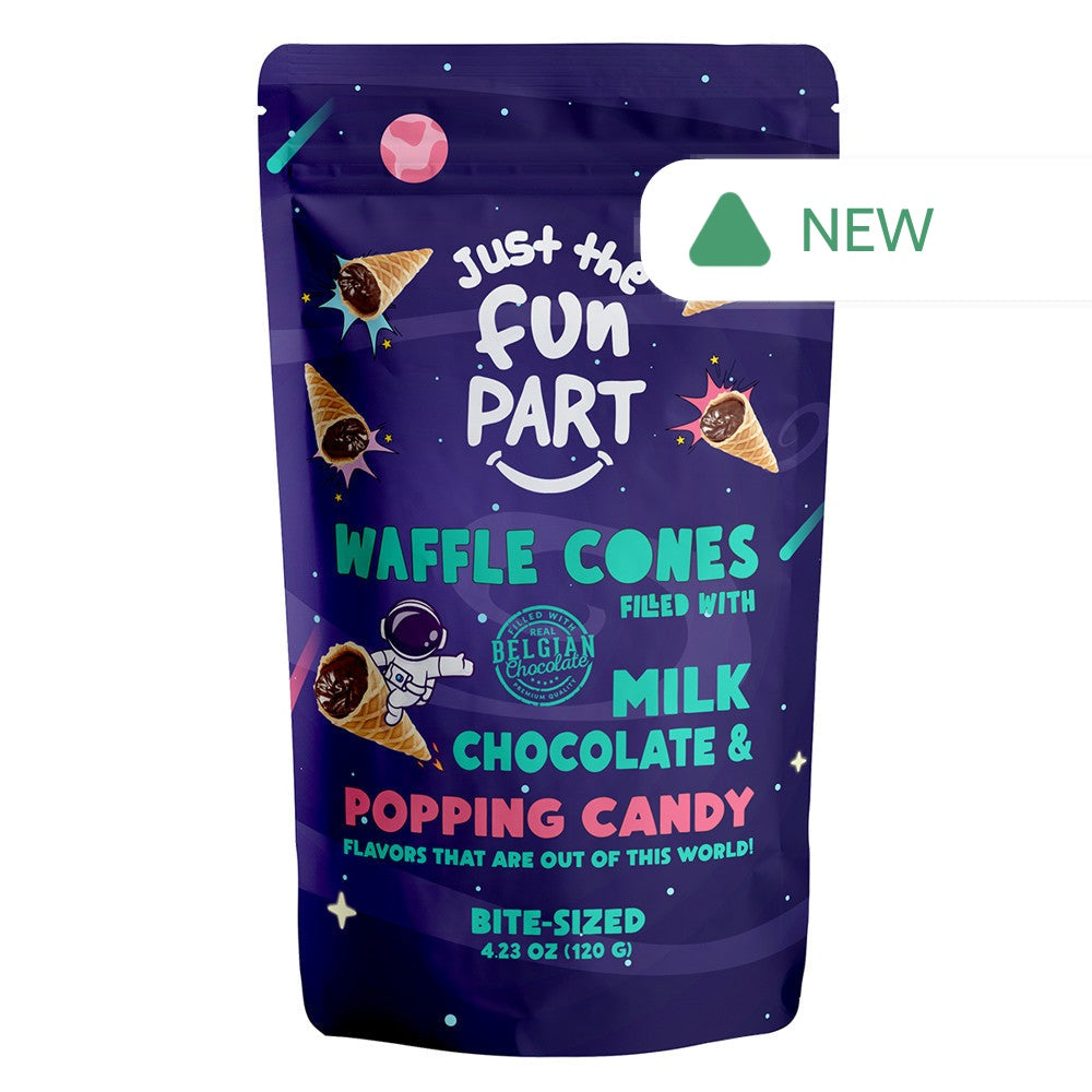 Wholesale Just The Fun Part Milk Chocolate And Popping Candy Waffle Cones 4.23 Oz Bag- Bulk