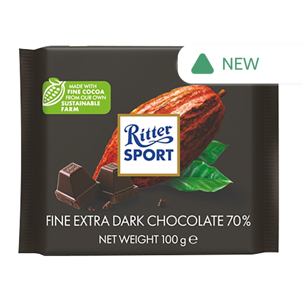 Wholesale Ritter Sport Fine Extra Dark Chocolate 70% Bar 3.5 Oz- Bulk