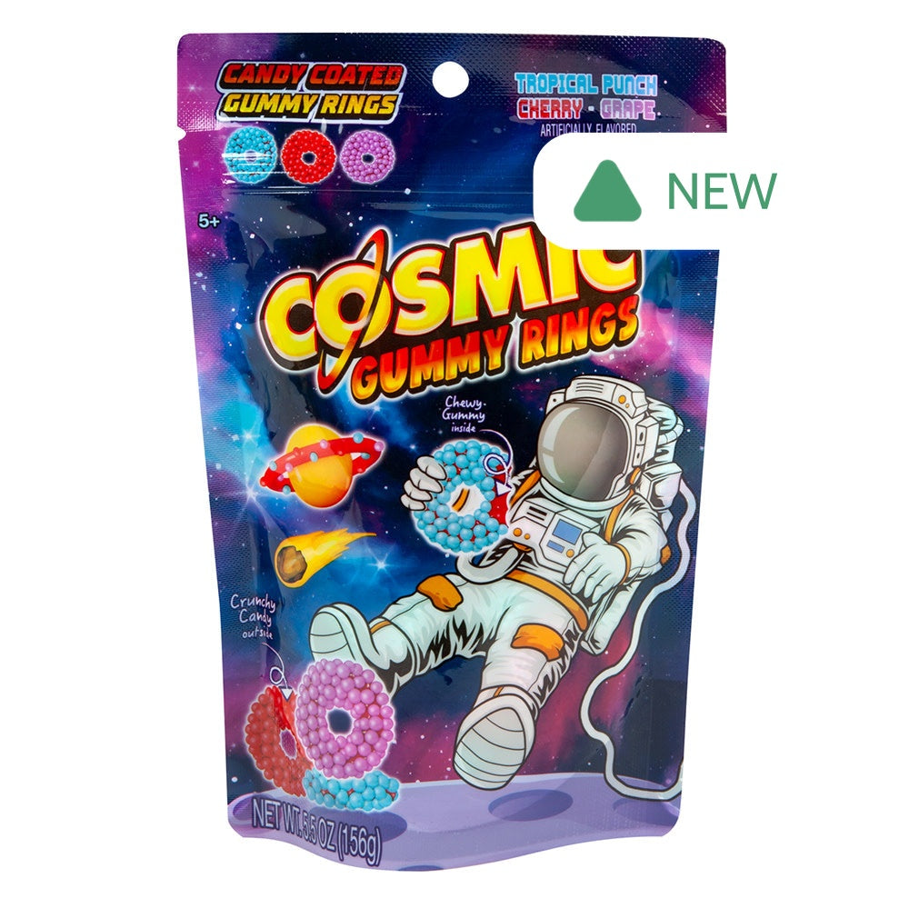 Wholesale Cosmic Rings Candy Coated Gummy Rings 5.5 Oz Peg Bag- Bulk