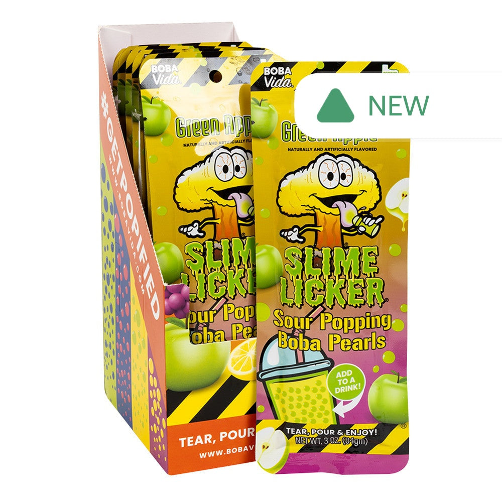 Wholesale Slime Licker Sour Green Apple Popping Boba Pearls 3 Oz- Bulk