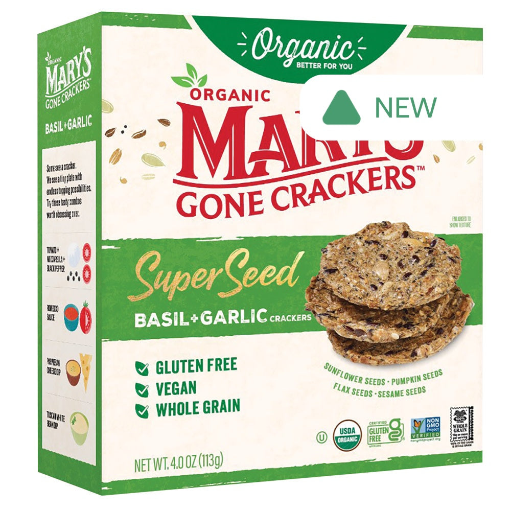 Wholesale Mary'S Gone Crackers Super Seed Basil & Garlic Crackers 4 Oz Box- Bulk