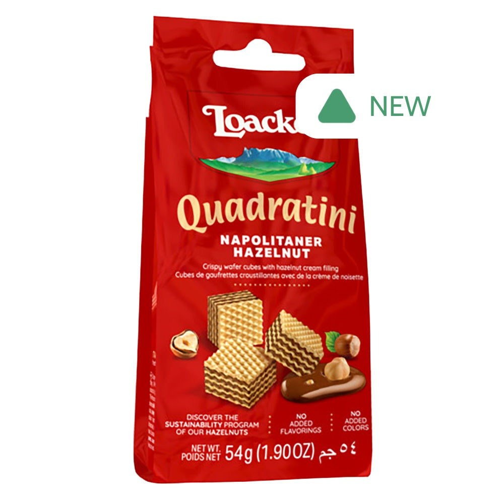 Wholesale Loacker Hazelnut Quadratini 1.9 Oz Peg Bag- Bulk