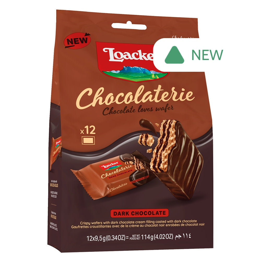 Wholesale Loacker Dark Chocolate Chocolaterie Wafers 4.02 Oz Bag- Bulk
