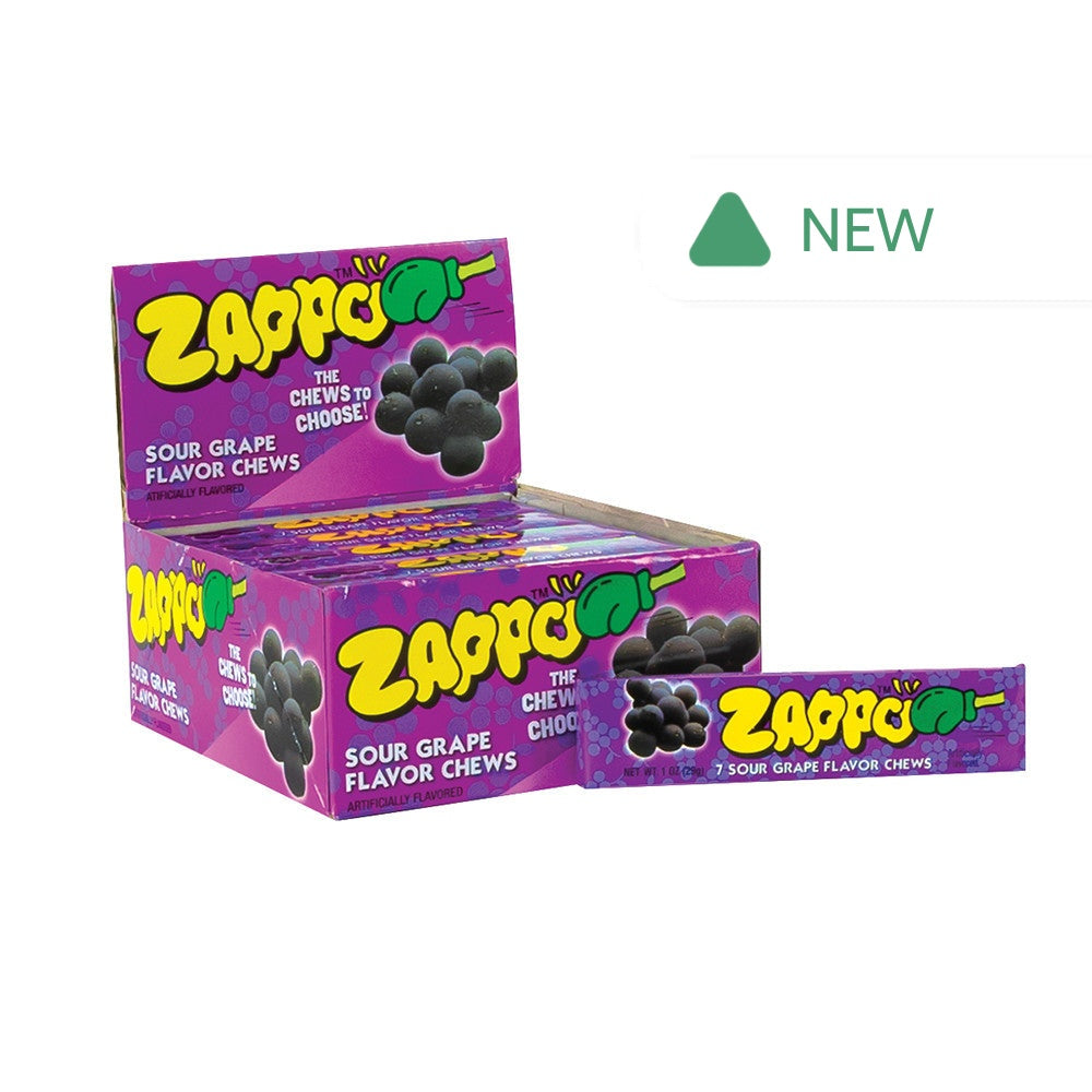 Wholesale Zappo Sour Grape Chews 1 Oz Stick- Bulk