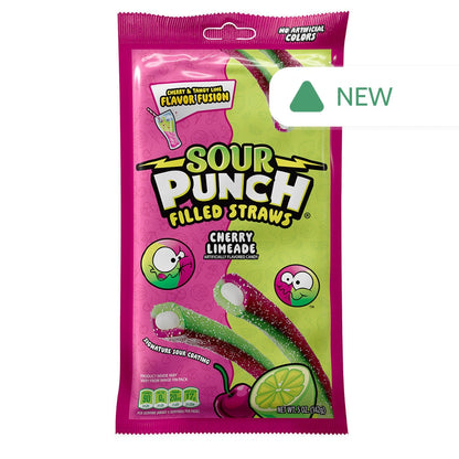 Wholesale Sour Punch Cherry Limeade Filled Straws 5 Oz Peg Bag- Bulk