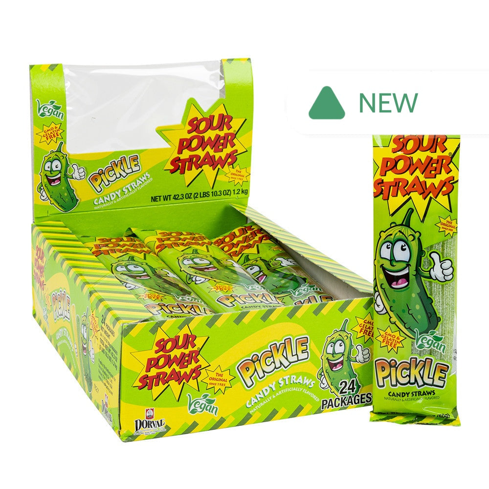 Wholesale Sour Power Straws Pickle 1.75 Oz- Bulk