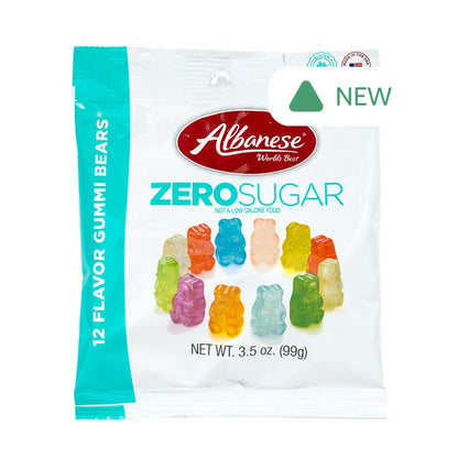 Wholesale Albanese Zero Sugar 12 Flavor Gummi Bears 3.5 Oz Peg Bag- Bulk