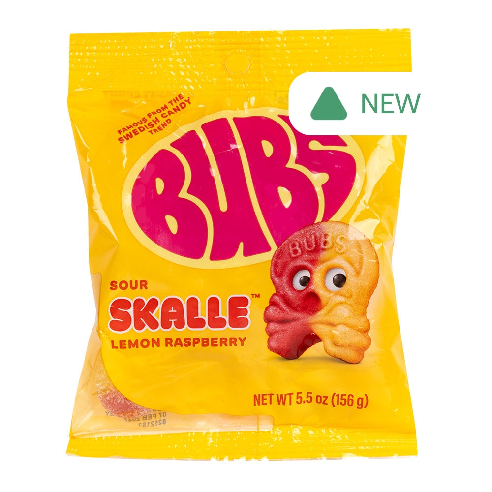 Wholesale Bubs Sour Skalle Lemon Raspberry 5.5 Oz Peg Bag- Bulk