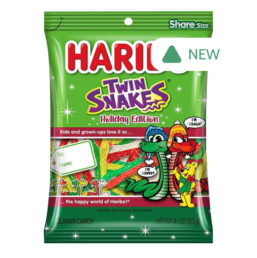 Wholesale Haribo Holiday Twin Snakes 4 Oz Peg Bag- Bulk