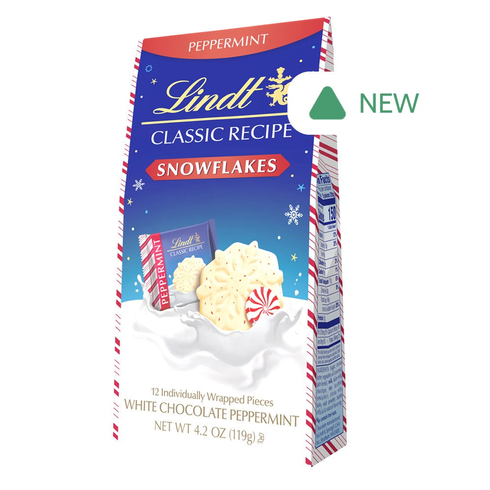 Wholesale Lindt White Chocolate Peppermint Snowflakes 4.2 Oz Bag- Bulk
