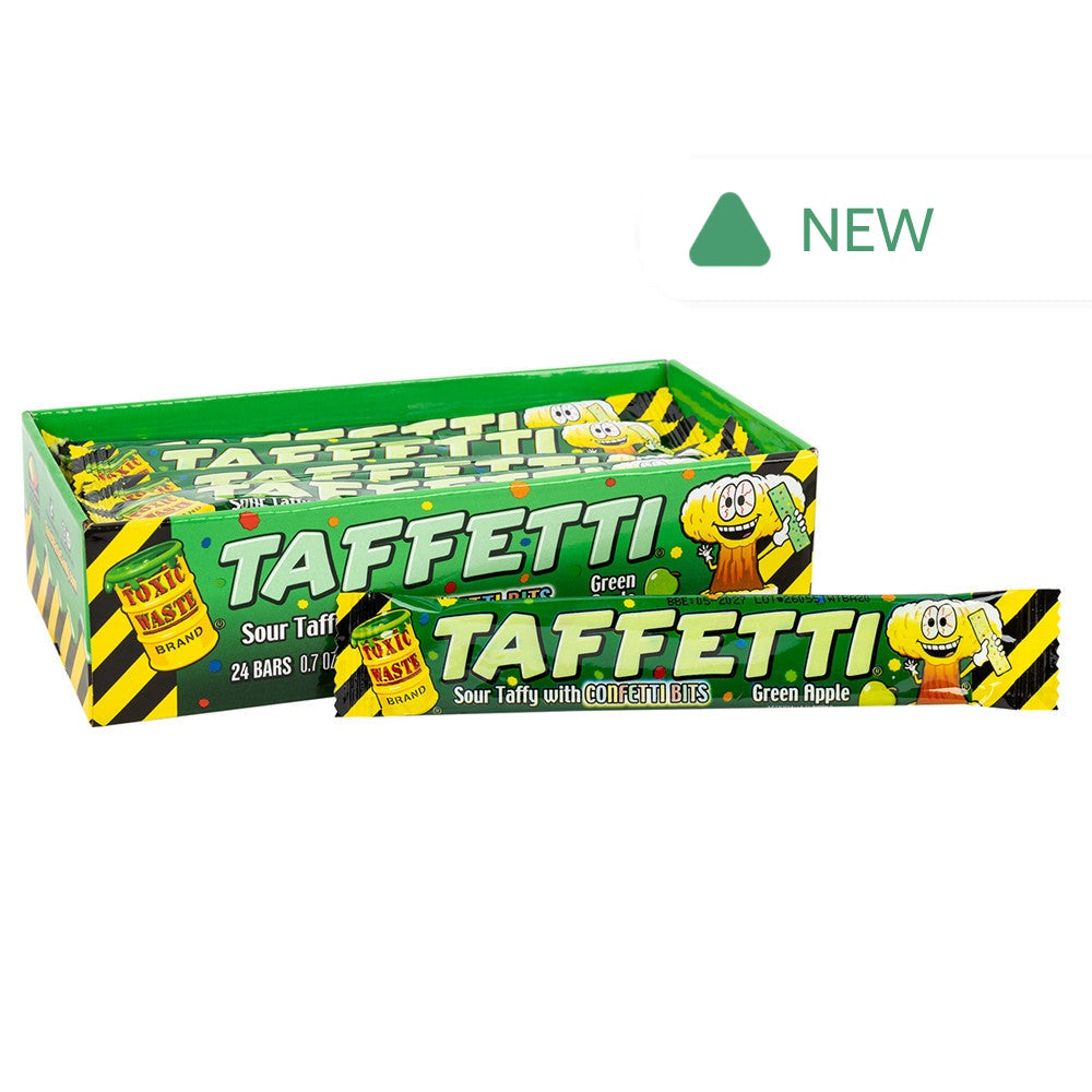 Wholesale Toxic Waste Taffetti Green Apple Sour Taffy 0.7 Oz- Bulk