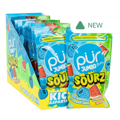 Wholesale Pur Sourz Blue Raspberry Watermelon Jumbo Gum 2.9 Oz Bag- Bulk