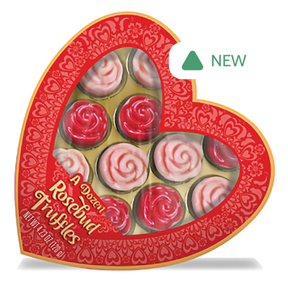 Wholesale Rosebud Caramel Truffle 4.23 Oz Heart Box- Bulk